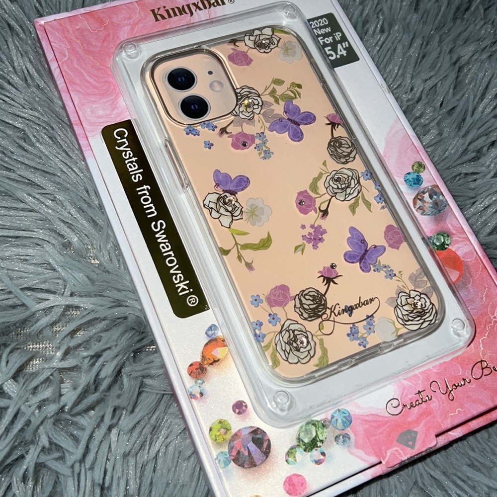 Kingxbar Pink iPhone 12 Mini Case Cover 5.4” Crystals